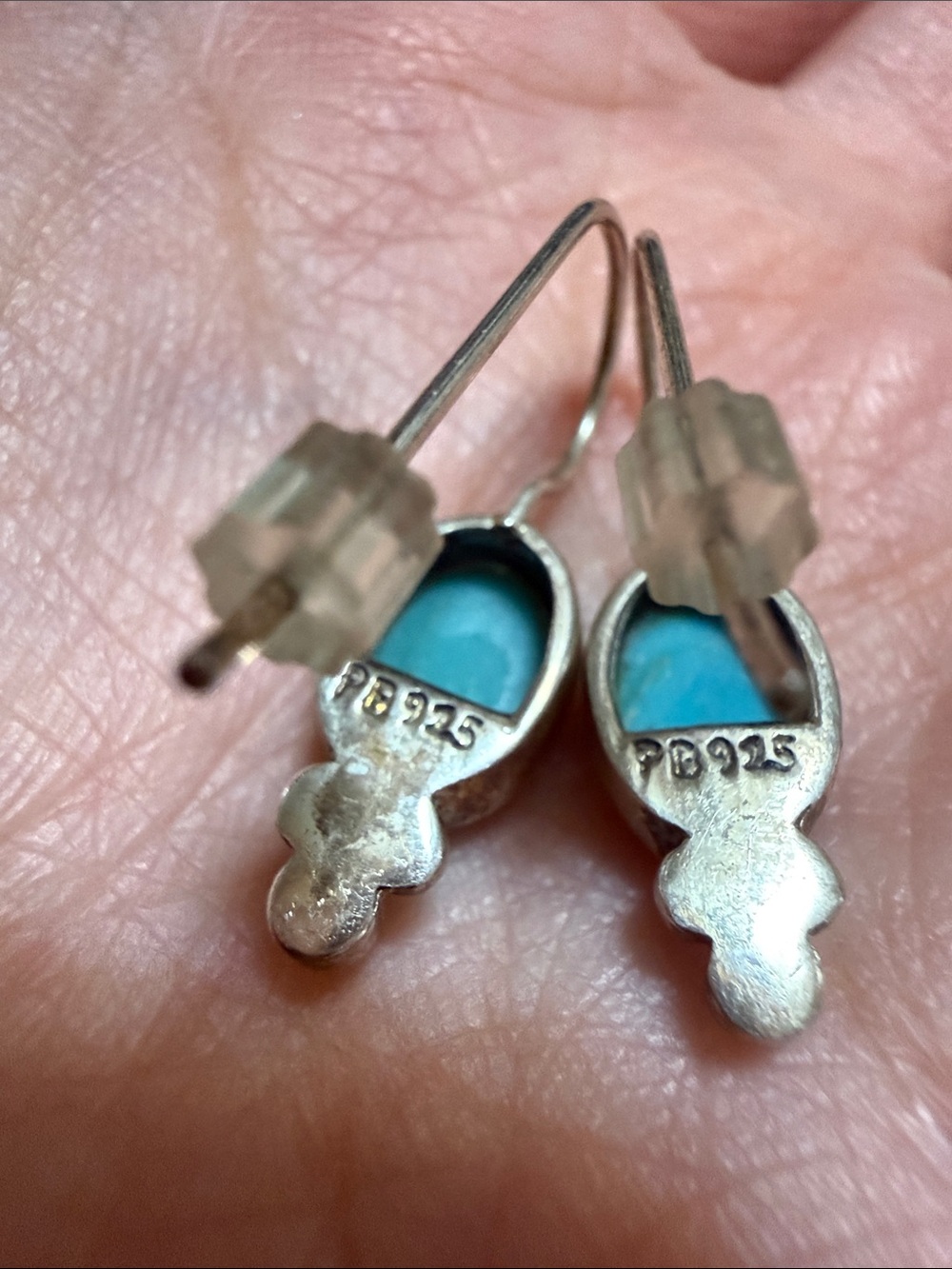 Sterling Silver 925 Turquoise Drop Earrings - Picture 4 of 6